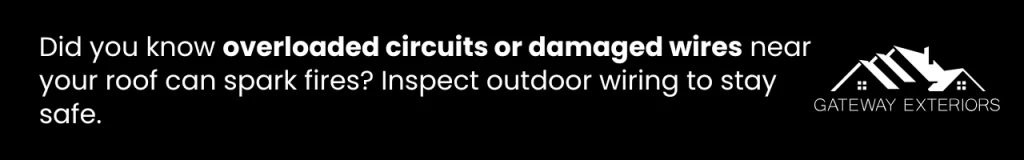 Tip on preventing roof fires caused by electrical issues, advising inspections of outdoor wiring for Canadian homes.