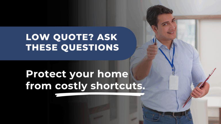 Hero image showing a confident contractor with clipboard, reinforcing the importance of questions to ask a roofing contractor before agreeing to a quote.