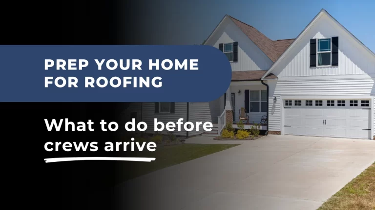 Front view of a house and driveway cleared for a roofing crew, showing how to prepare for a roof replacement with simple exterior prep.
