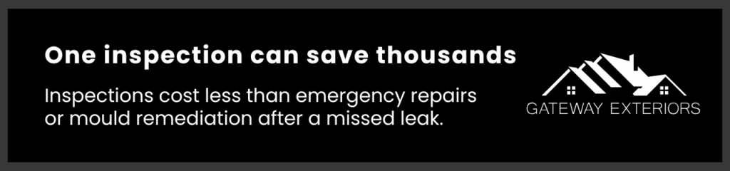 Graphic highlighting how a single inspection can avoid costly repairs through preventative roof maintenance.