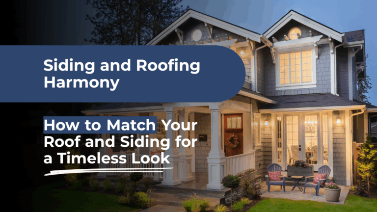 Modern home with grey siding and dark roof at dusk, used for Gateway Exteriors blog post titled ‘Siding and Roofing Harmony – How to Match Your Roof and Siding for a Timeless Look