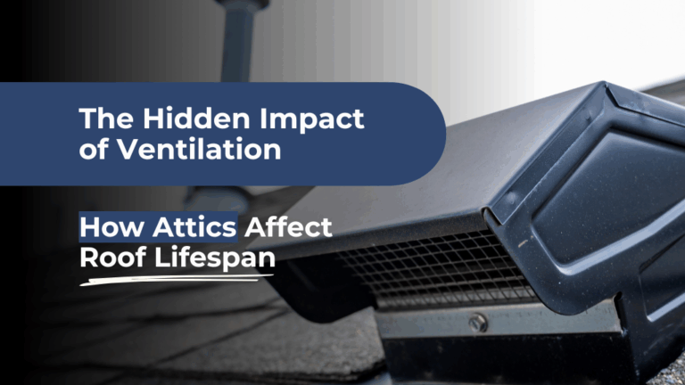 Close-up of a roof vent on asphalt shingles used in Gateway Exteriors’ blog post ‘The Hidden Impact of Ventilation – How Attics Affect Roof Lifespan