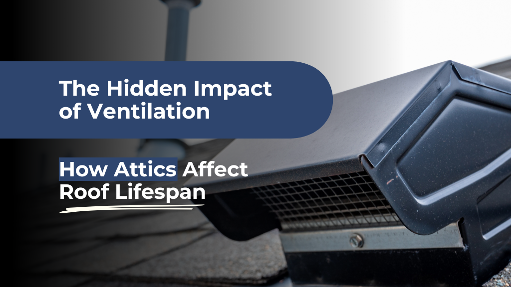 Close-up of a roof vent on asphalt shingles used in Gateway Exteriors’ blog post ‘The Hidden Impact of Ventilation – How Attics Affect Roof Lifespan